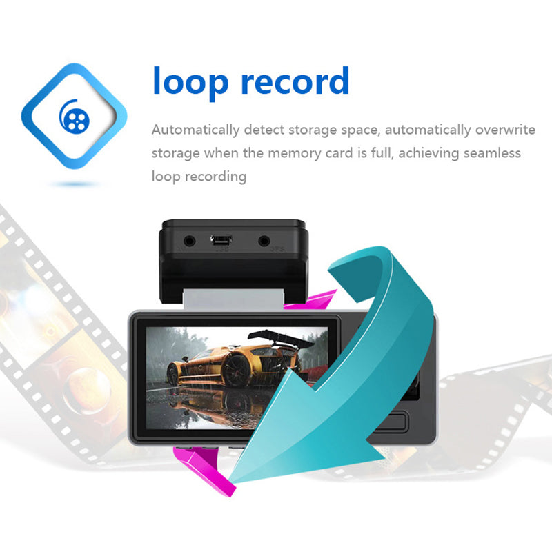 Dashcam per Auto HD Multi-Obiettivo con Visione Notturna