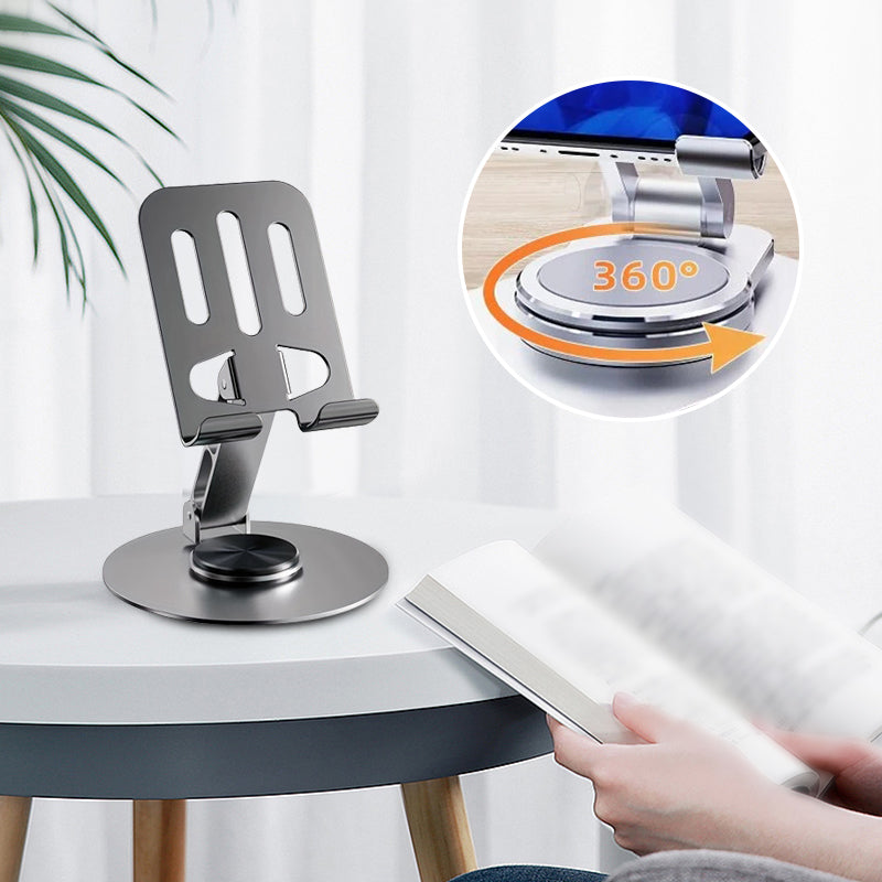 🥳2026 BESTSELLER✨Supporto pieghevole in metallo con rotazione 360° per telefono e tablet. Angolo liberamente regolabile, struttura robusta e antiscivolo. Compatto e portatile, ideale per guardare video, riunioni e navigazione ovunque!📱💻
