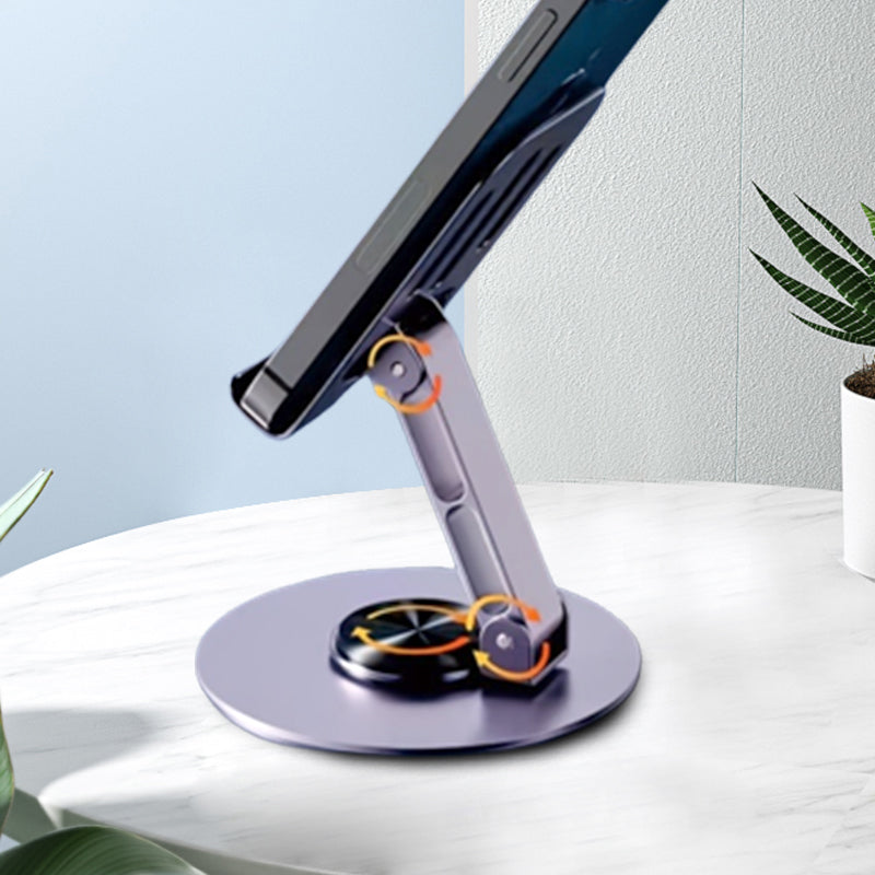 🥳2026 BESTSELLER✨Supporto pieghevole in metallo con rotazione 360° per telefono e tablet. Angolo liberamente regolabile, struttura robusta e antiscivolo. Compatto e portatile, ideale per guardare video, riunioni e navigazione ovunque!📱💻
