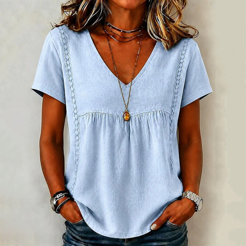 👚✨T-Shirt da Donna con Scollo a V Elegante – Scollatura Valorizzante, Tessuto Morbido & Versatile – Perfetto per Tutti i Giorni, Ufficio & Tempo Libero – Facile da Abbinare