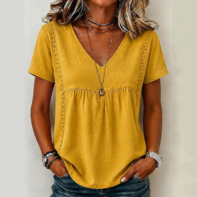 👚✨T-Shirt da Donna con Scollo a V Elegante – Scollatura Valorizzante, Tessuto Morbido & Versatile – Perfetto per Tutti i Giorni, Ufficio & Tempo Libero – Facile da Abbinare