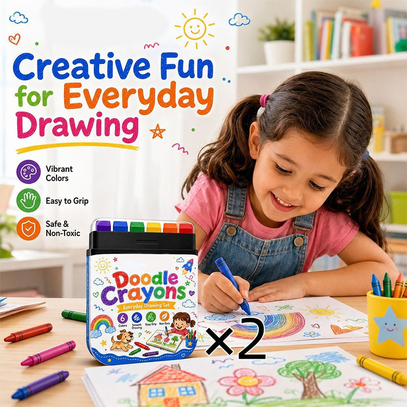Set di 6 Pastelli Cancellabili per Scarabocchiare (Sicuri per Bambini Piccoli)