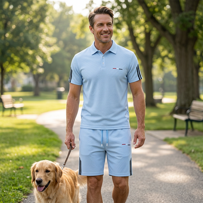 👕🩳 SET CASUAL UOMO CON MAGLIETTA E PANTALONCINI! ☀️ Fresco, comodo e perfetto per l'estate – indossa il look giusto per ogni occasione! 🌴✨