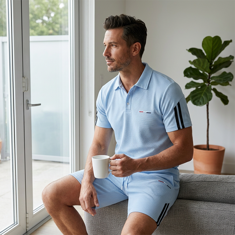 👕🩳 SET CASUAL UOMO CON MAGLIETTA E PANTALONCINI! ☀️ Fresco, comodo e perfetto per l'estate – indossa il look giusto per ogni occasione! 🌴✨