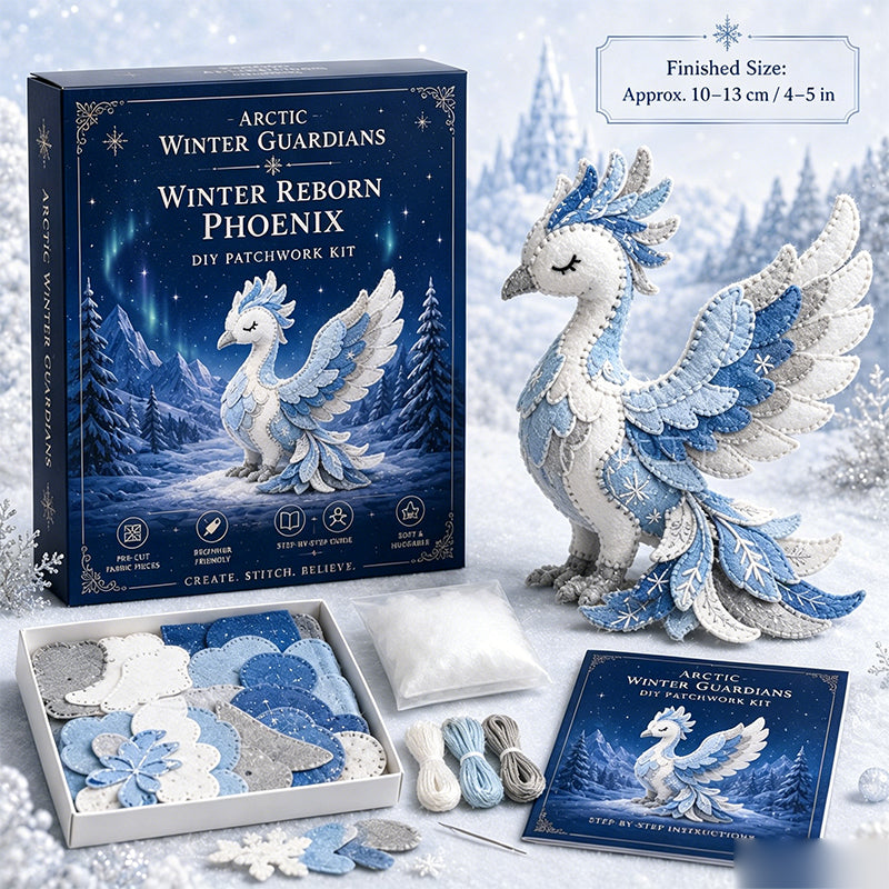 Kit Fai-da-Te Drago di Ghiaccio in Feltro Patchwork - Guardiano Invernale Artico Set da Cucito