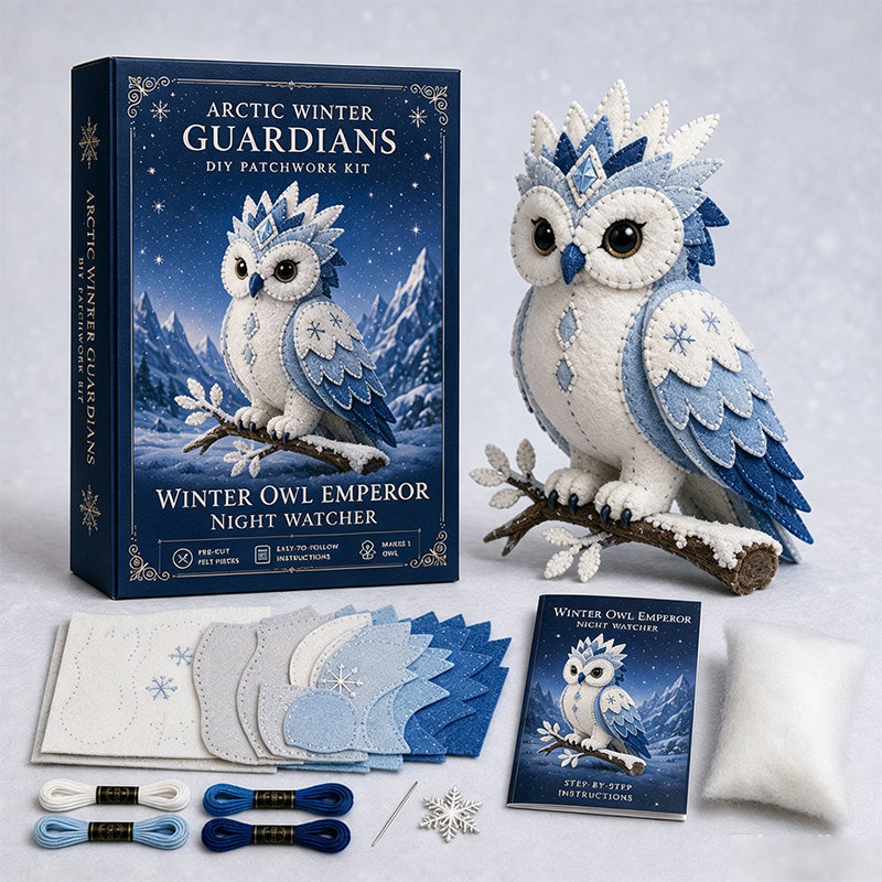 Kit Fai-da-Te Drago di Ghiaccio in Feltro Patchwork - Guardiano Invernale Artico Set da Cucito