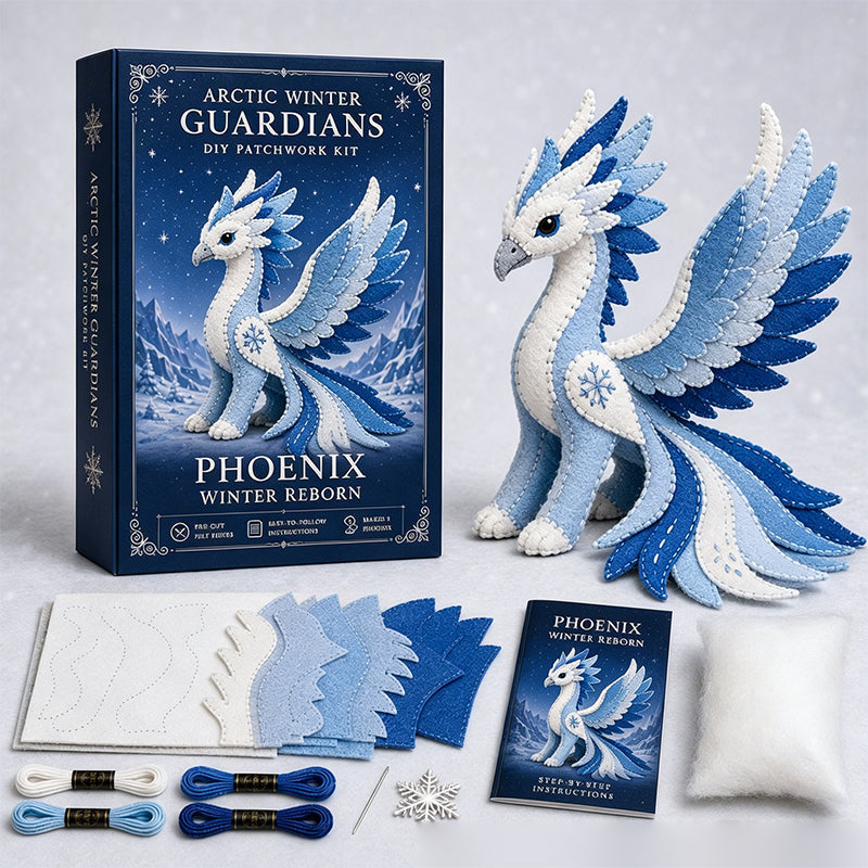Kit Fai-da-Te Drago di Ghiaccio in Feltro Patchwork - Guardiano Invernale Artico Set da Cucito