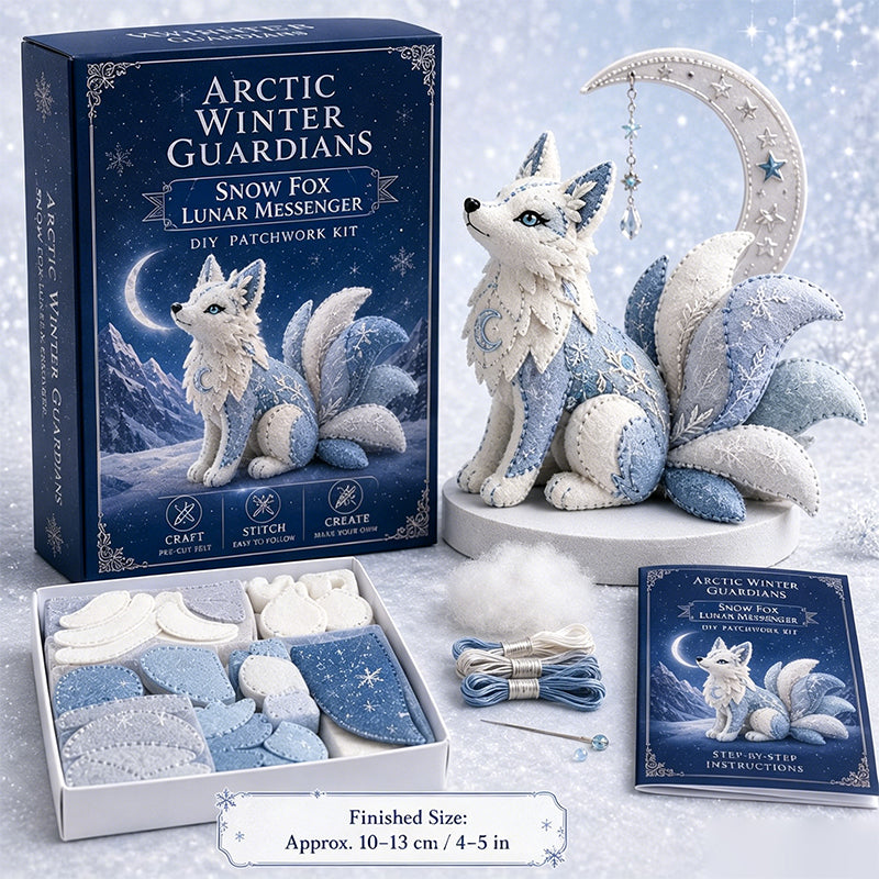 Kit Fai-da-Te Drago di Ghiaccio in Feltro Patchwork - Guardiano Invernale Artico Set da Cucito