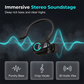 Auricolari stereo wireless Bluetooth 5.2 con gancio per l'orecchio, ideali per lo sport.