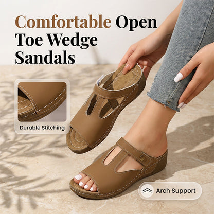 ✨ULTIMO GIORNO SCONTO DEL 50% – Sandali con zeppa e intagli | Un must per l'estate ☀️ | Supporto per l'arco plantare, tessuto morbido, vestibilità regolabile 👡