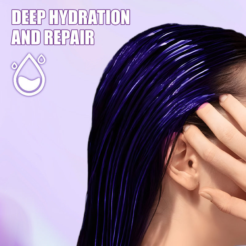 👱‍♀️Vuoi schiarire il colore dei capelli? I tuoi capelli hanno bisogno di cure urgenti! Maschera viola idratante per capelli con profumo duraturo