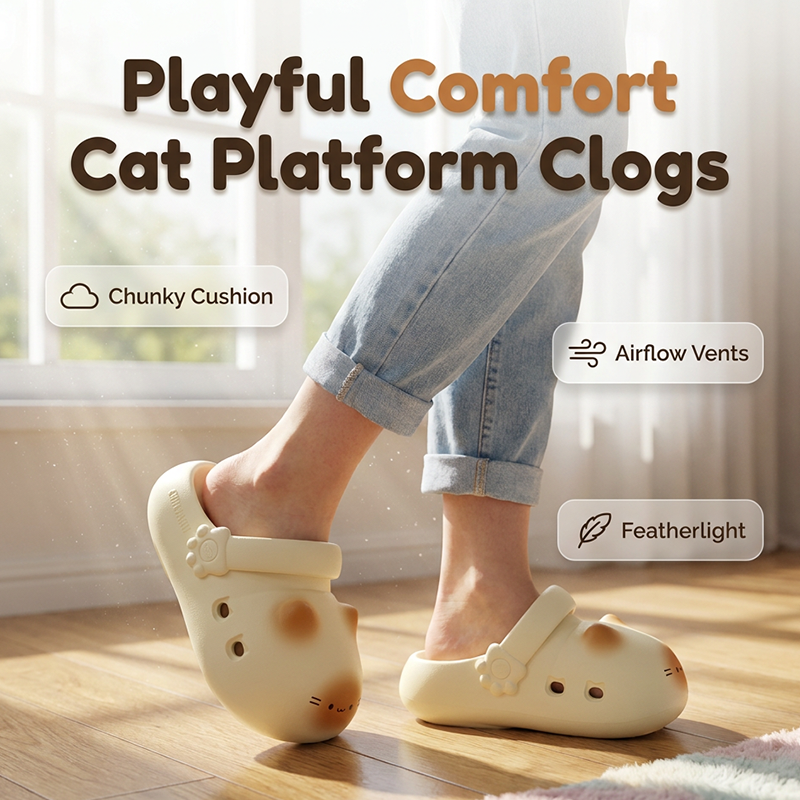 🐱Pantofole estive con plateau a tema gatto, perfette per le coppie