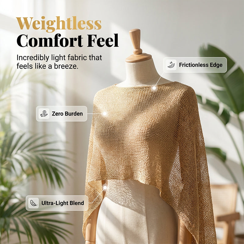 ⏰ULTIMO GIORNO! SCONTO 50%👚Elegante Poncho in Maglia Traforata. Taglio Fluido, Lucentezza Raffinata – il Complemento Perfetto per Abiti & Top