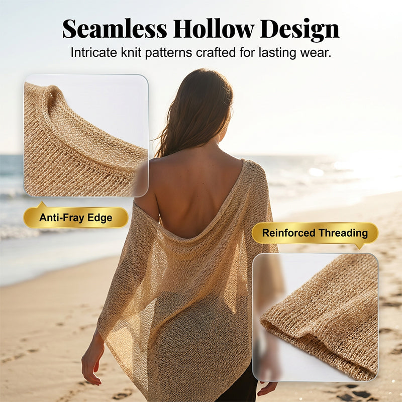 ⏰ULTIMO GIORNO! SCONTO 50%👚Elegante Poncho in Maglia Traforata. Taglio Fluido, Lucentezza Raffinata – il Complemento Perfetto per Abiti & Top