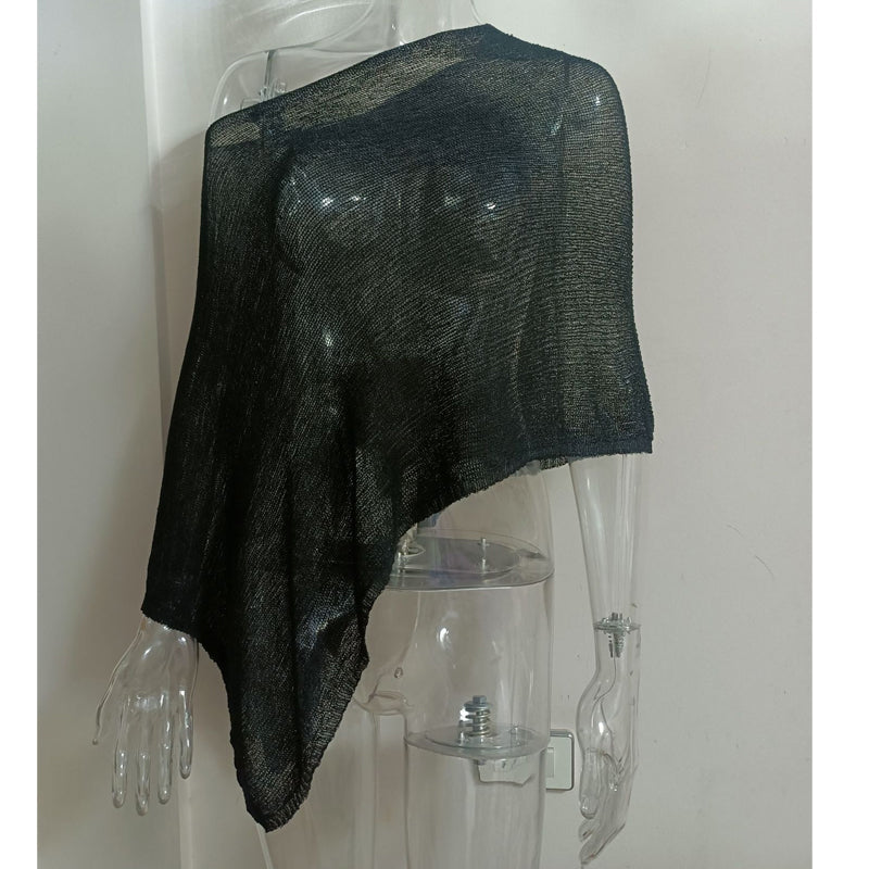 ⏰ULTIMO GIORNO! SCONTO 50%👚Elegante Poncho in Maglia Traforata. Taglio Fluido, Lucentezza Raffinata – il Complemento Perfetto per Abiti & Top