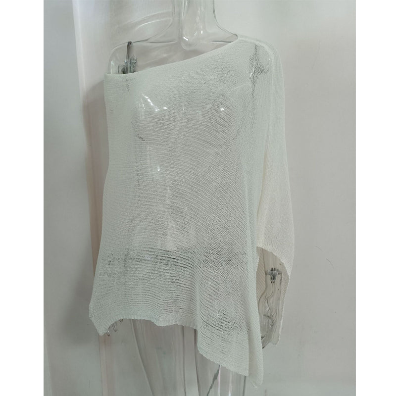 ⏰ULTIMO GIORNO! SCONTO 50%👚Elegante Poncho in Maglia Traforata. Taglio Fluido, Lucentezza Raffinata – il Complemento Perfetto per Abiti & Top
