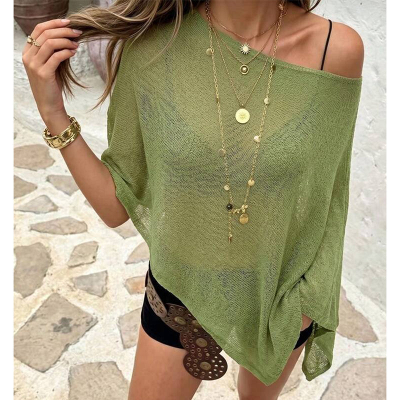 ⏰ULTIMO GIORNO! SCONTO 50%👚Elegante Poncho in Maglia Traforata. Taglio Fluido, Lucentezza Raffinata – il Complemento Perfetto per Abiti & Top