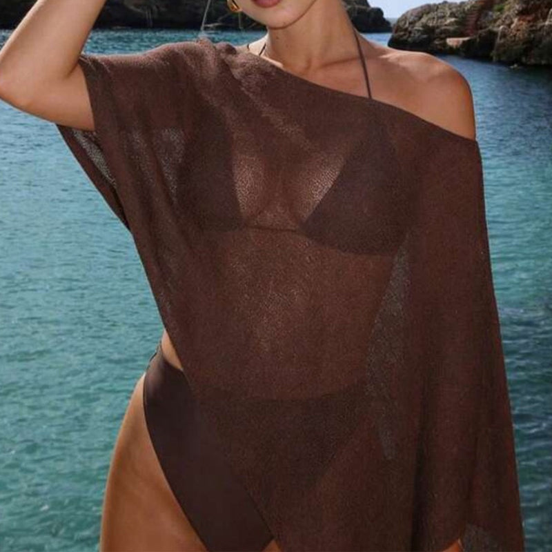 ⏰ULTIMO GIORNO! SCONTO 50%👚Elegante Poncho in Maglia Traforata. Taglio Fluido, Lucentezza Raffinata – il Complemento Perfetto per Abiti & Top
