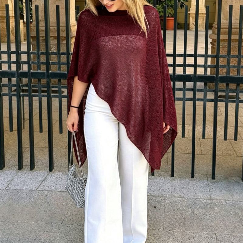 ⏰ULTIMO GIORNO! SCONTO 50%👚Elegante Poncho in Maglia Traforata. Taglio Fluido, Lucentezza Raffinata – il Complemento Perfetto per Abiti & Top