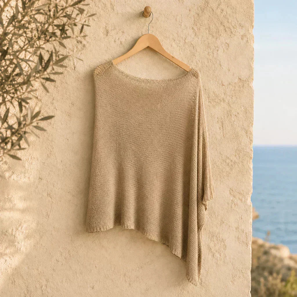 ⏰ULTIMO GIORNO! SCONTO 50%👚Elegante Poncho in Maglia Traforata. Taglio Fluido, Lucentezza Raffinata – il Complemento Perfetto per Abiti & Top