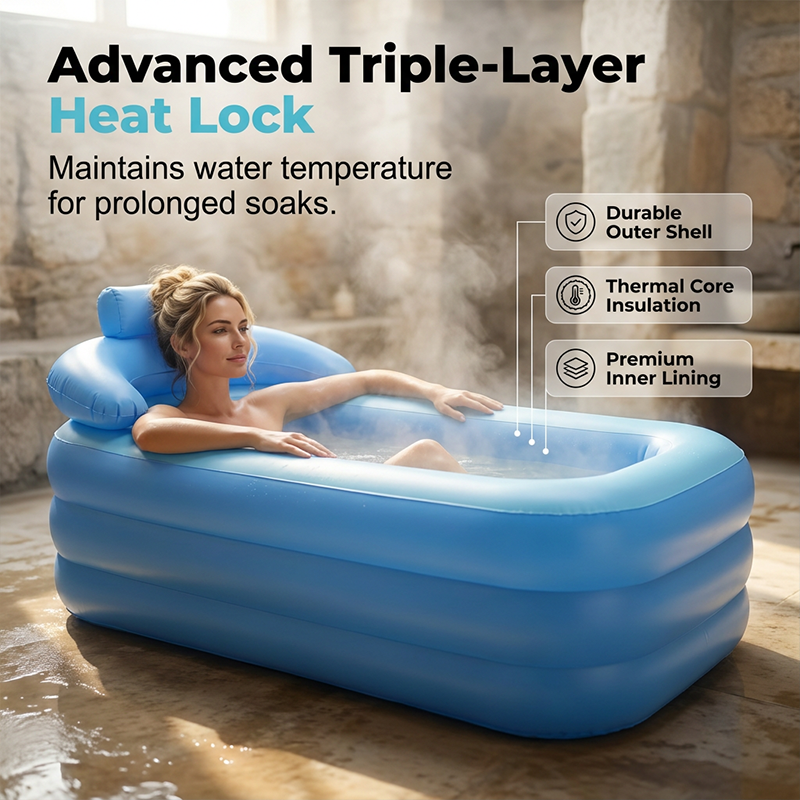🏊‍♂️ 50% DI SCONTO – ULTIMO GIORNO! 🌊 Vasca da Bagno Gonfiabile Isolata a 3 Strati – PVC – Ritenzione del Calore & Supporto Lombare per Spa Casalinga