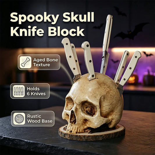 💀Sorpresa di Halloween - fino alla metà del prezzo🎃Portacoltelli creativo a forma di teschio in resina