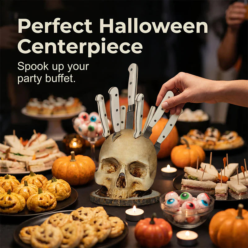 💀Sorpresa di Halloween - fino alla metà del prezzo🎃Portacoltelli creativo a forma di teschio in resina