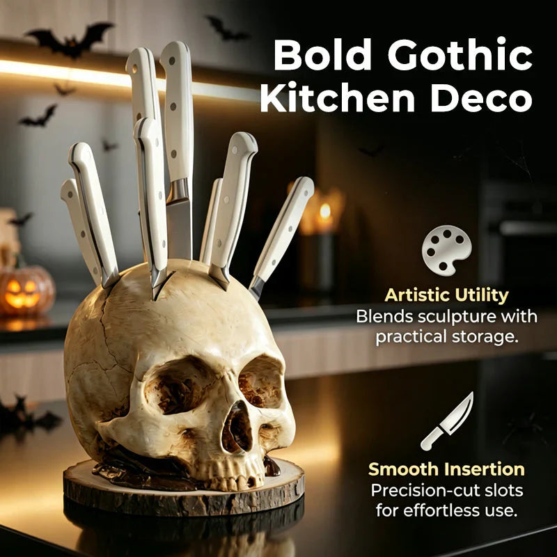 💀Sorpresa di Halloween - fino alla metà del prezzo🎃Portacoltelli creativo a forma di teschio in resina