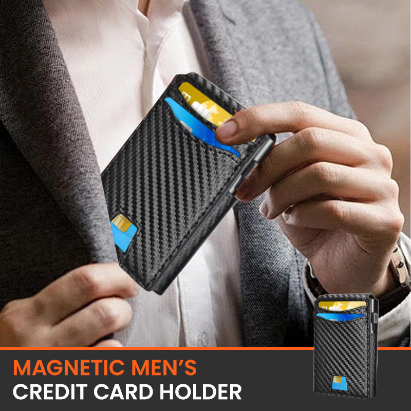 Portacarte Magnetico da Uomo con Protezione RFID/NFC – Design Bifold Classico, Chiusura Magnetica