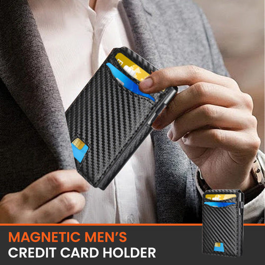 Portacarte Magnetico da Uomo con Protezione RFID/NFC – Design Bifold Classico, Chiusura Magnetica