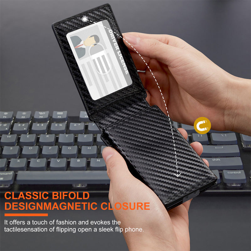 Portacarte Magnetico da Uomo con Protezione RFID/NFC – Design Bifold Classico, Chiusura Magnetica