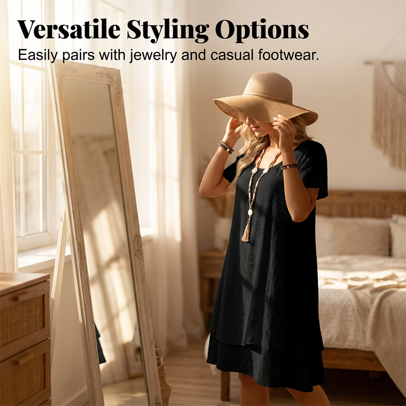 🎦 Nuovi Arrivi + 50% = doppia sorpresa! Vestito Casual Donna a Maniche Corte con Vestibilità Ampia