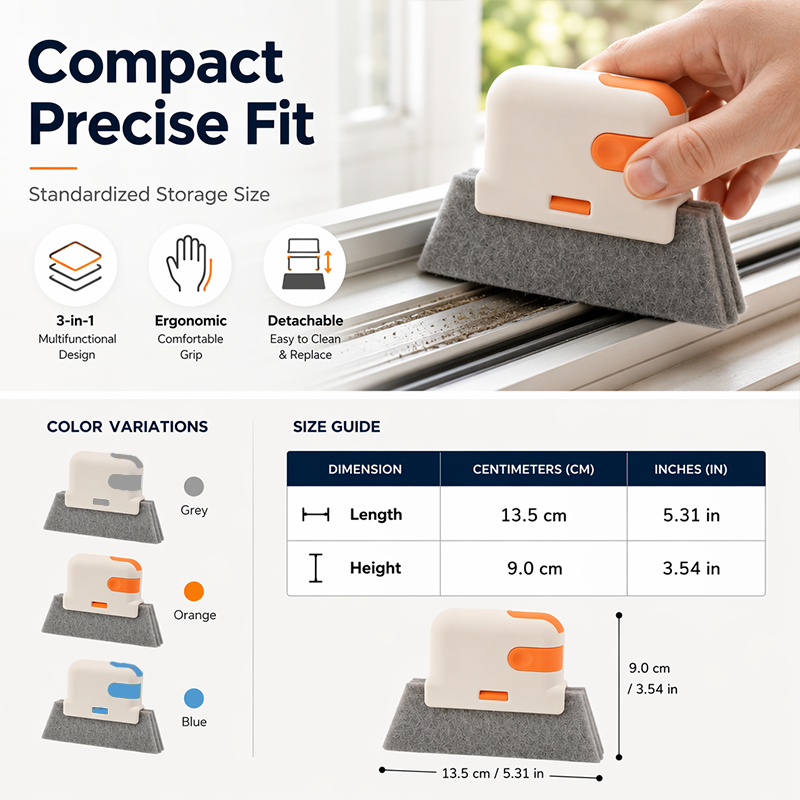 🔥Vendita Calda 50% SCONTO🔥 Smettila di Pulire le Guide delle Finestre con le Unghie! Strumento 3-in-1 per Pulizia Guide Finestre – Spazzola + Raschietto + Pad Abrasivo, Raggiunge Dove le Dita Non Arrivano
