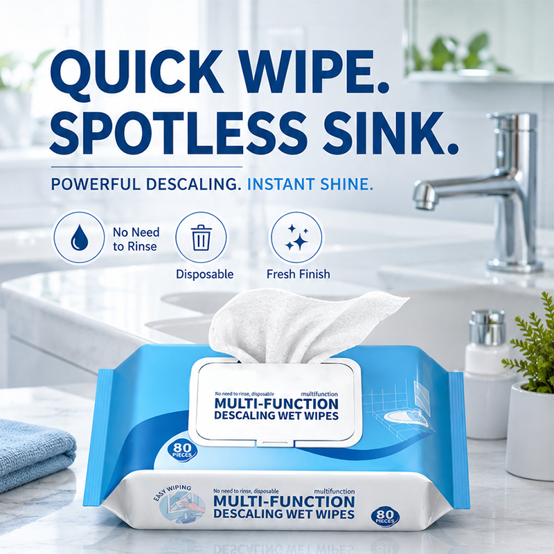 🧻 BUY 3 GET 2 FREE! Multi-Function Bathroom Descaling Cleaning Wipes – Instant Shine Disposable Limescale Remover Wipes, All-Surface Safe for Faucets, Glass, Tile & Bathroom Fixtures