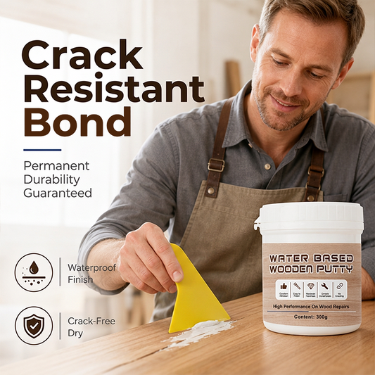 🥳SALDI 2026🥳💞50K+ VENDUTI!🪵🪚 50% DI SCONTO! Stucco per Legno a Base d'Acqua – 300g bianco, riempitivo per crepe, liscio e levigabile. Ripara graffi, buchi e schegge – senza bisogno di un professionista! 💰✨