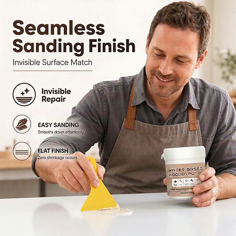 🥳SALDI 2026🥳💞50K+ VENDUTI!🪵🪚 50% DI SCONTO! Stucco per Legno a Base d'Acqua – 300g bianco, riempitivo per crepe, liscio e levigabile. Ripara graffi, buchi e schegge – senza bisogno di un professionista! 💰✨