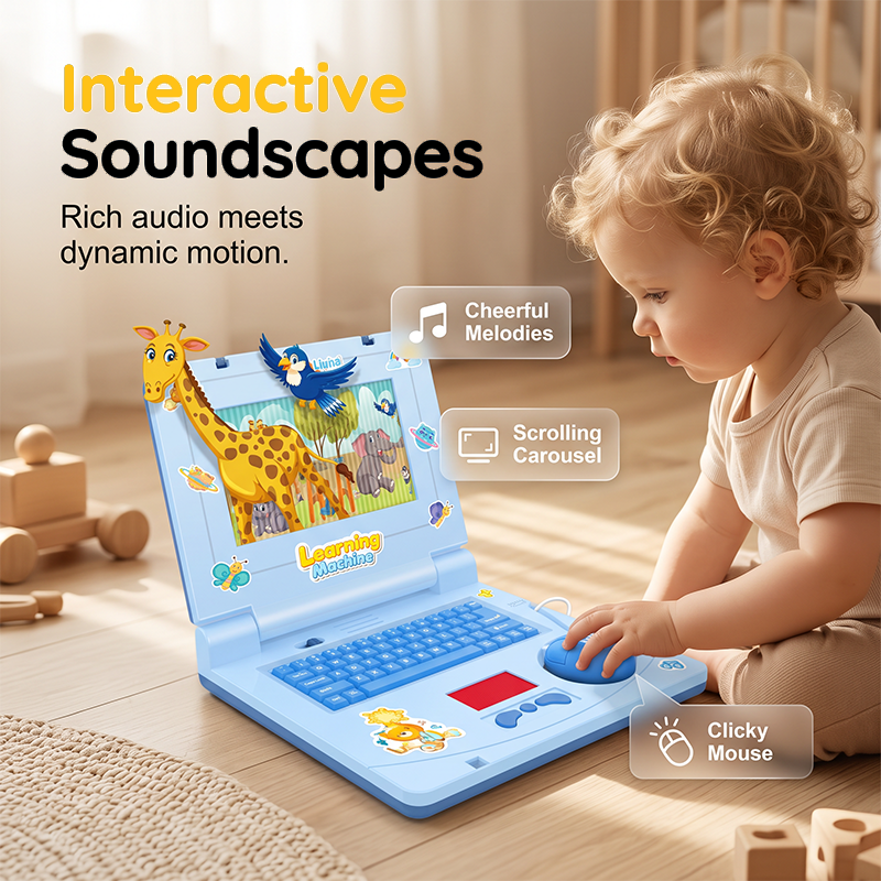💻 50% DI SCONTO! 🧸 Laptop Giocattolo Interattivo di Simulazione – Luci, Suoni & Giochi Educativi – Stimola Creatività & Moticità nei Bambini in Modo Giocoso 🎵