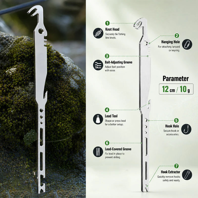 Multiutensile da pesca 6-in-1 in acciaio inossidabile, slamatore e annodatore