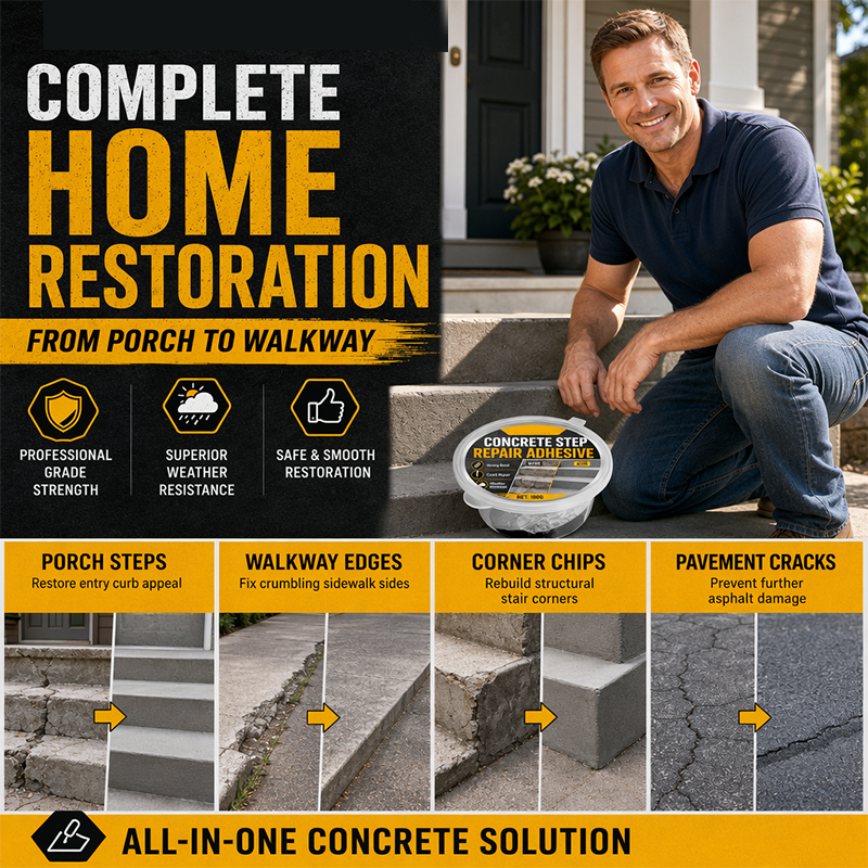 🥳SALDI 2026🥳💞50K+ VENDUTI!🔧🏠 50% DI SCONTO! Adesivo Riparatore per Gradini in Cemento – Incolla permanentemente scale e vialetti screpolati. Resistente alle intemperie – resiste a caldo, ghiaccio e pioggia. Cammina di nuovo in sicurezza! 🛡️✨