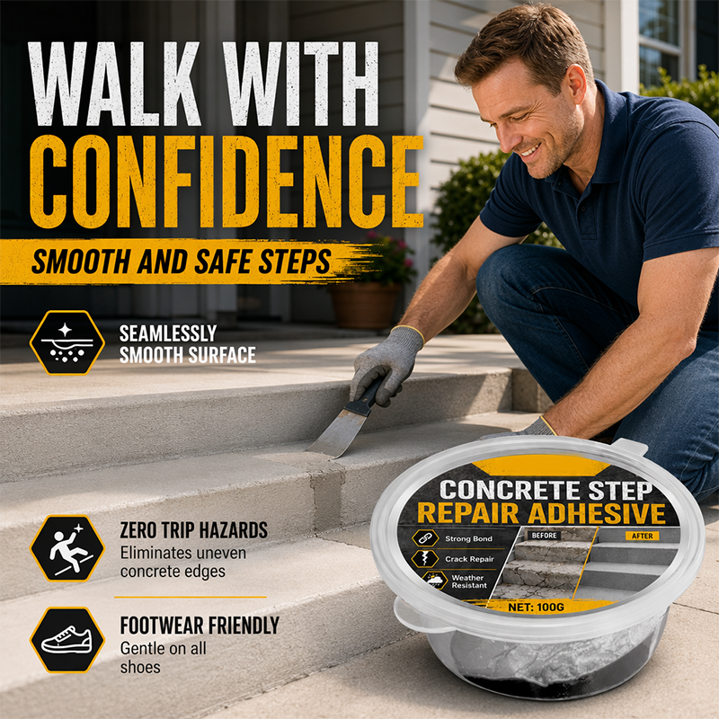 🥳SALDI 2026🥳💞50K+ VENDUTI!🔧🏠 50% DI SCONTO! Adesivo Riparatore per Gradini in Cemento – Incolla permanentemente scale e vialetti screpolati. Resistente alle intemperie – resiste a caldo, ghiaccio e pioggia. Cammina di nuovo in sicurezza! 🛡️✨