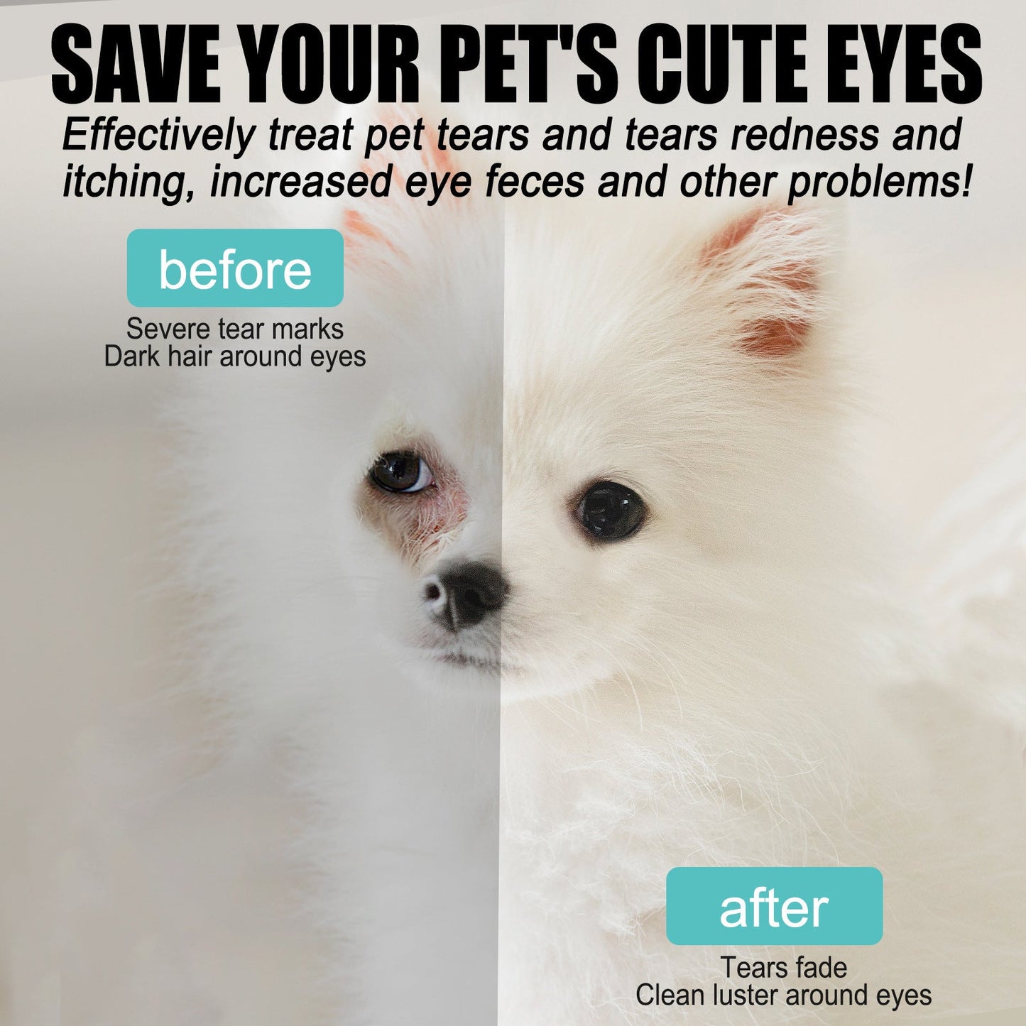 🐱🐶Detergente & Gocce Oculari per Animali – Formula delicata a pH bilanciato, sicura per cani e gatti. Lenisce il rossore, rimuove le macchie da lacrime e lo sporco quotidiano. Senza perossido! 🌿💧