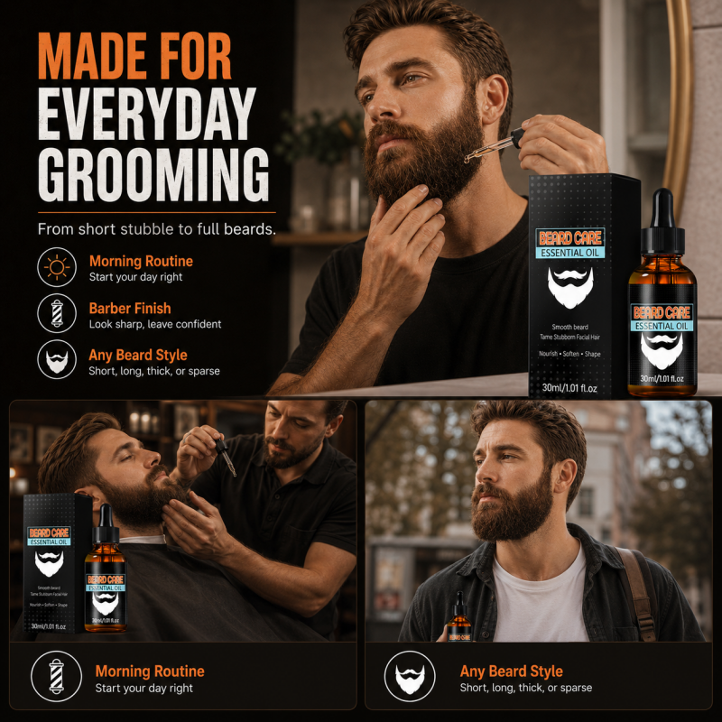 Olio essenziale nutriente per la cura della barba