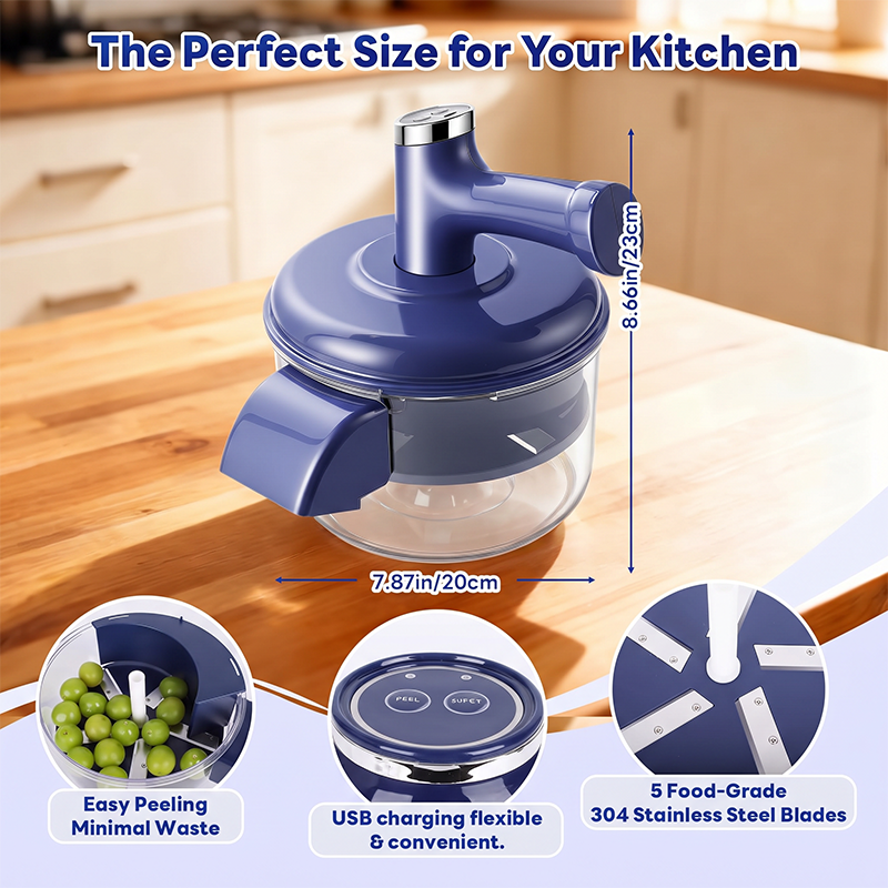 🔥Offerta Caldo 50% DI SCONTO🔥 Sbucciatore Elettrico di Frutta & Mixer – 2-in-1, Ricarica USB, Un Solo Tocco, Sbuccia in 10s 🍎