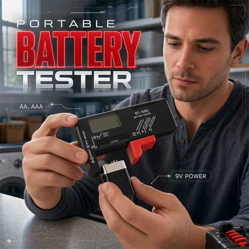 🥳2026 SUPER OFFERTA🥳💞50K+ VENDUTI!📊🔦 SCONTO 50%! Tester Digitale per Batterie – Grande display LCD mostra la carica residua esatta. Compatto e portatile – testa prima di buttare! 🧪💪