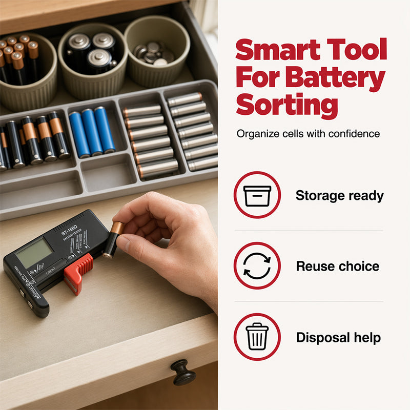 🥳2026 SUPER OFFERTA🥳💞50K+ VENDUTI!📊🔦 SCONTO 50%! Tester Digitale per Batterie – Grande display LCD mostra la carica residua esatta. Compatto e portatile – testa prima di buttare! 🧪💪