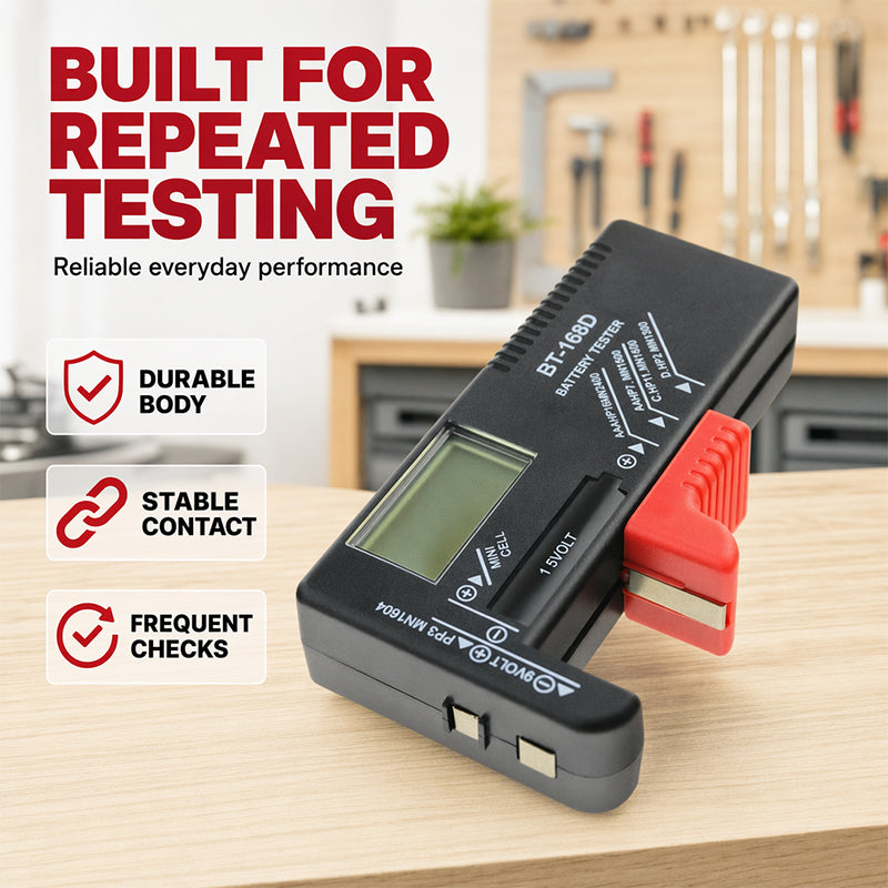 🥳2026 SUPER OFFERTA🥳💞50K+ VENDUTI!📊🔦 SCONTO 50%! Tester Digitale per Batterie – Grande display LCD mostra la carica residua esatta. Compatto e portatile – testa prima di buttare! 🧪💪