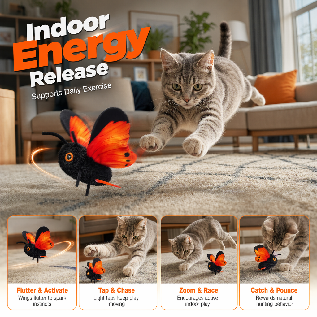 🦋 50% DI SCONTO ORA! 🐱 Giocattolo Farfalla Sensoriale Automatico per Gatti – Istintivo, Morbido & Resistente – Perfetto per il Gioco Attivo in Casa ✨