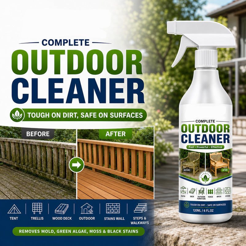 🌿 SCONTO DEL 50% PER TEMPO LIMITATO! Spray detergente per superfici esterne, smacchiatore ad azione rapida per patii, mobili in legno e superfici da esterno.