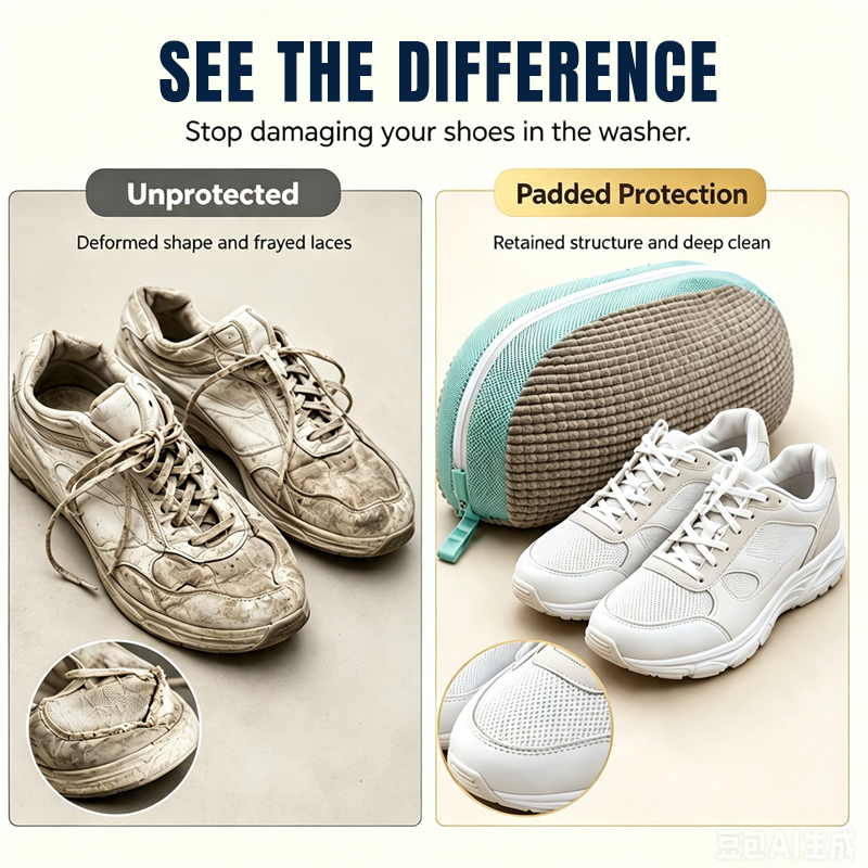 🧺 OFFERTA LIMITATA 50% DI SCONTO! Sacchetto Premium per il Lavaggio delle Scarpe, Proteggi-Scarpe in Rete Antiurto con Cerniera