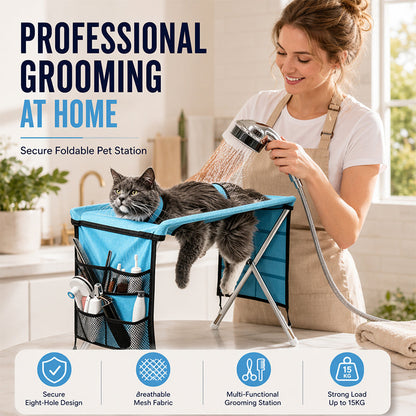 🥳SUPER OFFERTA 2026🥳💞50.000+ VENDUTI!⚡50% DI SCONTO! Letto pieghevole 2 in 1 per toelettatura animali. Ferma graffi, morsi e agitazione, elimina lo stress nella toelettatura del tuo pet 🛁😎